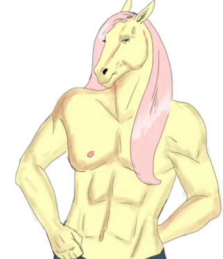 animation_meme art_trend artist_request flutterguy fluttershy_(mlp) human_artist humanization humanized humanized_pony instagram_source long_hair meme meme_reference mlp_g4 muscular my_little_pony no_ai pink_hair shitpost solo solo_focus trend yellow_body you_made_me_mlp_meme