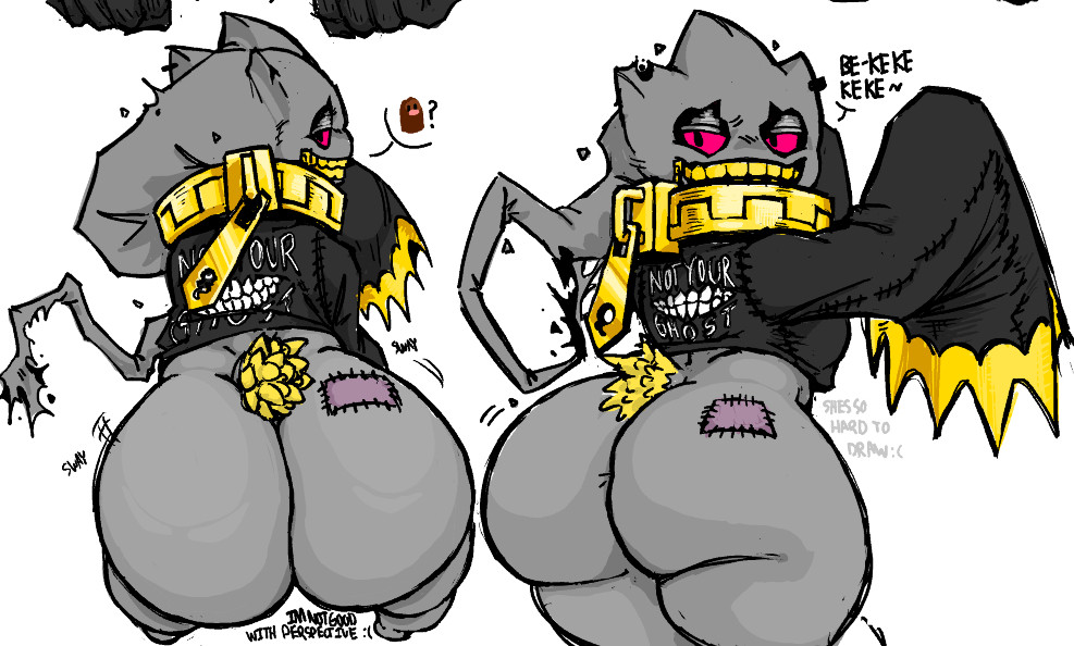 animate_inanimate ass banette big_ass big_butt black_clothing black_eyes black_topwear bottom_heavy bottomless bottomless_female clothed clothing collar cotton_tail doll fanart featureless_feet feet female generation_3_pokemon genitals ghastlybum grey_body hand_on_hip huge_butt humanoid laugh laughing_at_viewer long_sleeves looking_at_viewer looking_back looking_back_at_viewer milktooth narrowed_eyes nintendo oc patch_(fabric) pink_sclera pokémon_(species) pokemon pokemon_(species) pupils pussy rear_view scared_bum sexy short_stack shortstack simple_background slit_pupils smile snickering solo tagme thick_thighs topwear white_background wide_hips zipper zipper_mouth