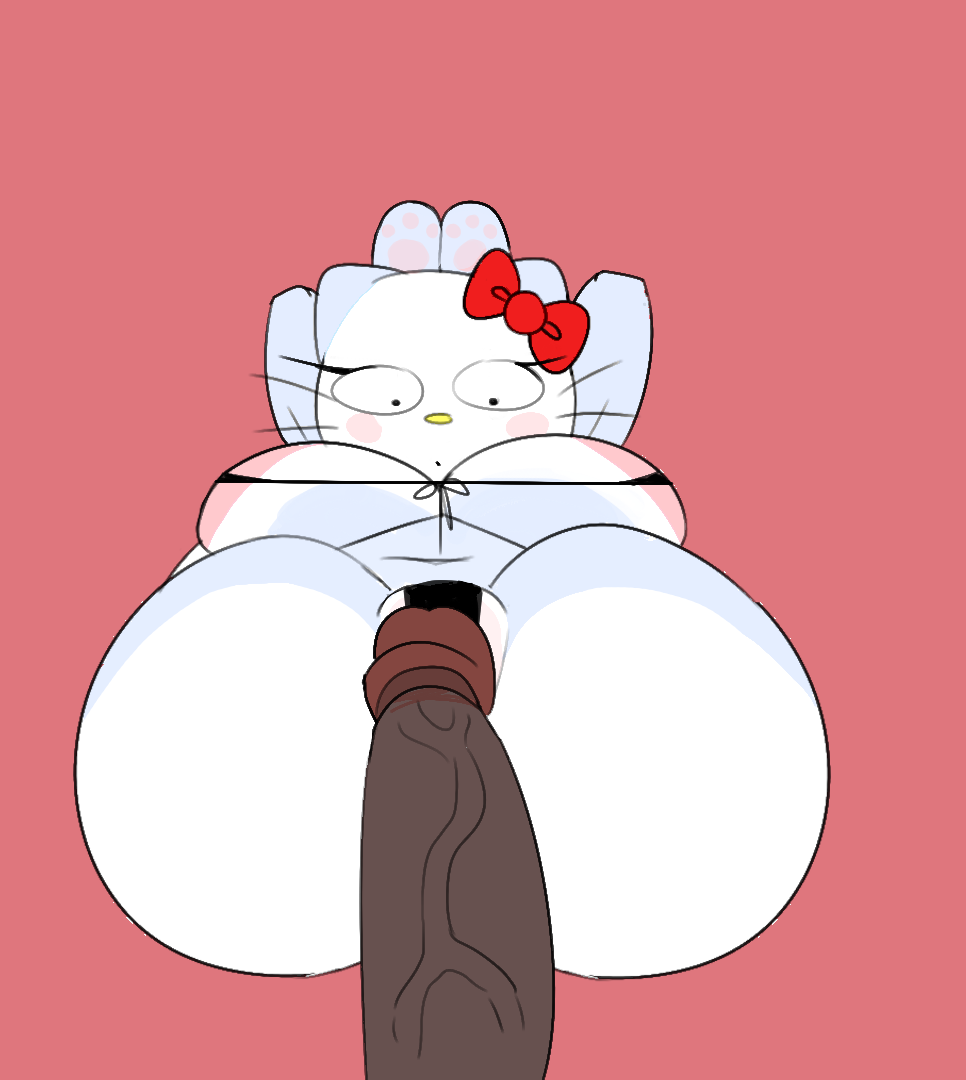 cock hello_kitty hello_kitty_(character) hello_kitty_(series) kitty_white lingerie no_background savagensfw shocked shocked_expression white_body white_fur