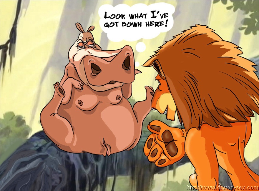 alakay_alex anthro breasts dialogue drawn-sex.com dreamworks english_text erection feline female furry furry_only gloria_the_hippopotamus hippo hippopotamus lion madagascar_(series) male mammal penis small_breasts straight thought_bubble