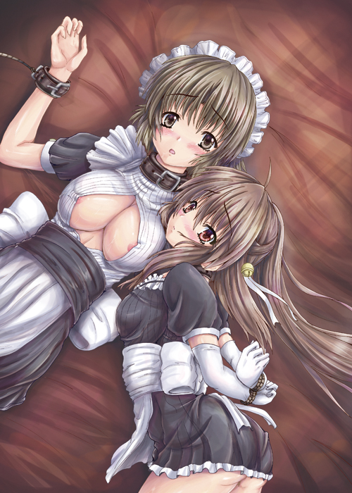 2girls bondage little_busters! multiple_girls naoe_riki natsume_rin nipples rope yo-jin