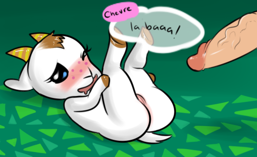 animal_crossing ass bleating blush chevre_(animal_crossing) crablouse disembodied_penis nintendo penis pussy sheep year_request