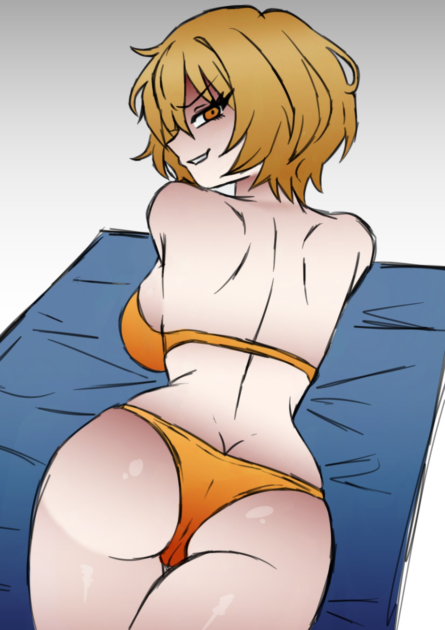 1girls, big ass, big boobs, big breasts, bikini, bikini bottom, brassiere, busty, cameltoe, come hither, don quixote (limbus company), drok1ch, eye contact, fat ass, female, female only, fuck me eyes, large breasts, lies, limbus company, lying, mattress, naughty face, on stomach, pants, project moon, pussy, sexy body, sexy female, sexy pose, smile, smiley face