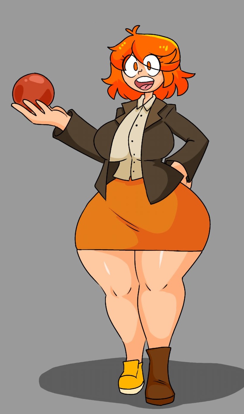 among us, among us (series), among us orange, argentina, female, gijinka, girl, humanized, orange, orange (among us), orange eyes, orange hair, sexy, stress ball