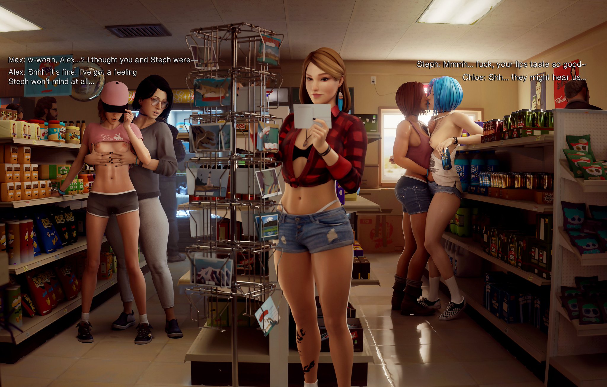 3d, 5girls, alex chen, big ass, big breasts, big thighs, blue hair, breasts, chloe price, dinoboy555, female, hips, huge ass, huge breasts, large ass, large breasts, life is strange, life is strange 2, life is strange: before the storm, life is strange: true colors, mature, mature female, max caulfield, multiple girls, rachel amber, slim waist, steph gingrich, thick, thick hips, thick legs, thick thighs, thighs, waist, wide hips