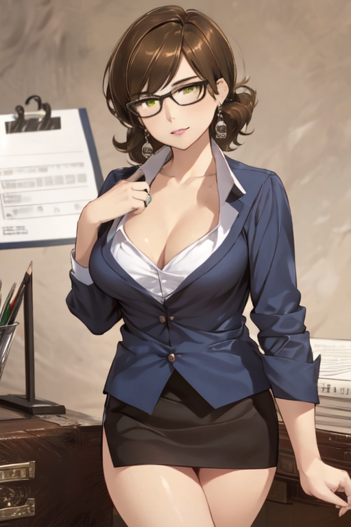 ai_generated brooke_belrose cleavage female huniepop_2 office_lady pencil_skirt