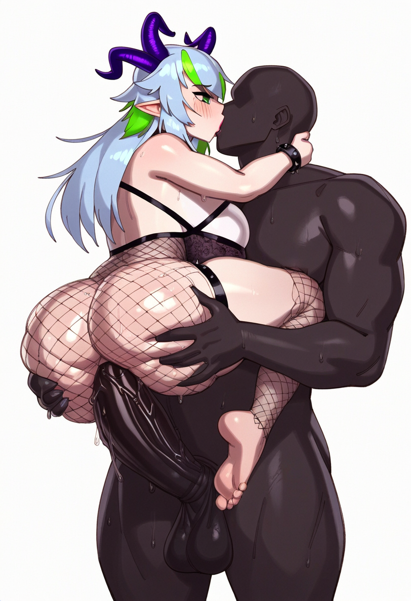 1boy 1girls ai_generated anal big_ass big_breasts big_penis carrying carrying_partner carrying_position dark-skinned_male female fishnets froot goth goth_girl high_heels horns huge_ass huge_breasts huge_cock interracial kissing large_ass large_breasts large_penis lich lift long_hair male muscular muscular_male penis thick_thighs virtual_youtuber vshojo