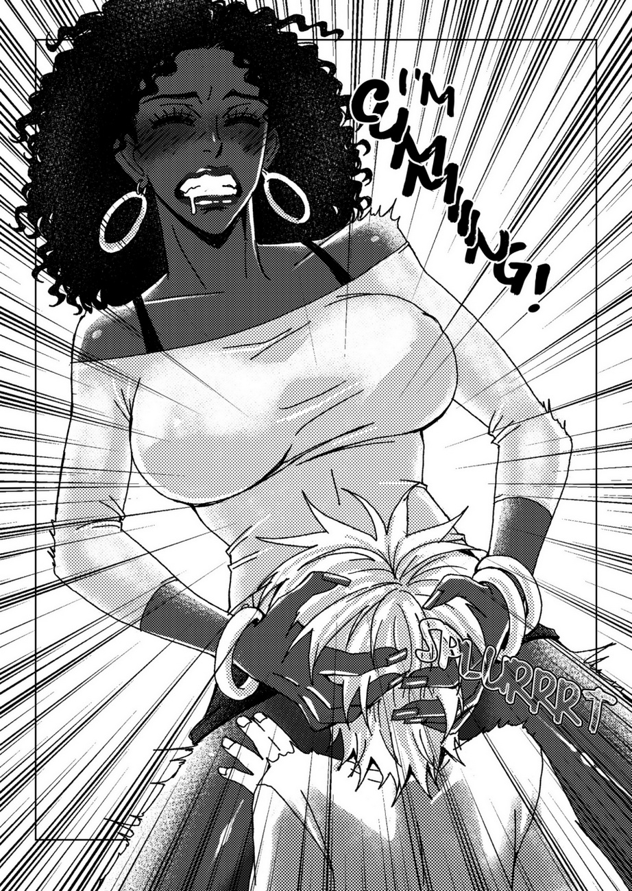 1boy 1futa 2d 2d_(artwork) anasheya black_hair blowjob clothed_futanari clothing comic dark-skinned_futanari fellatio futa_on_male futanari human interracial kara_(anasheya) light-skinned_male light_skin male oral oral_sex original_characters tagme