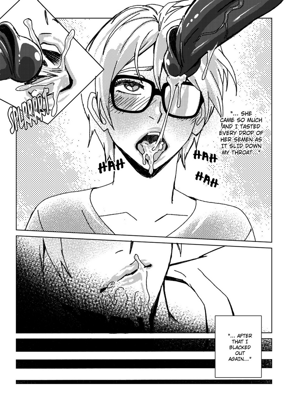 1boy 1futa 2d 3koma anal_invaders anasheya androgynous cum cum_in_mouth dark-skinned_futanari dark_skin futanari glasses light-skinned_male light_skin male monochrome tagme