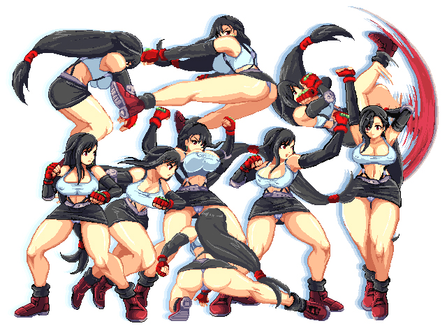 1woman aliasing ass big_ass black_hair booty bouncing_breasts breasts brown_eyes cleavage covered_erect_nipples covered_nipples female_focus female_only final_fantasy flying_peach gloves goddess_body huge_ass huge_breasts huge_thighs impossible_clothes kicking latina long_hair lowres miniskirt nipple_slip nipples nonki panchira panties pantyshot pantyshot_(kicking) pencil_skirt punching queen's_axe red_gloves red_shoes shoes simple_background skirt solo_female solo_focus thick_thighs tifa_lockhart tifa_lockhart_90's_(style) uppercut voluptuous voluptuous_female voluptuous_woman white_background white_panties