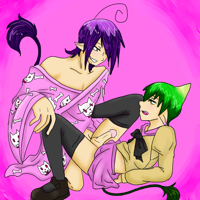 2boys amaimon anal ao_no_exorcist ao_no_exorcist brothers demon facial_hair gay green green_eyes green_hair incest kimono mephisto_pheles penetration penis purple purple_hair school_girl sex tail uncensored yaoi