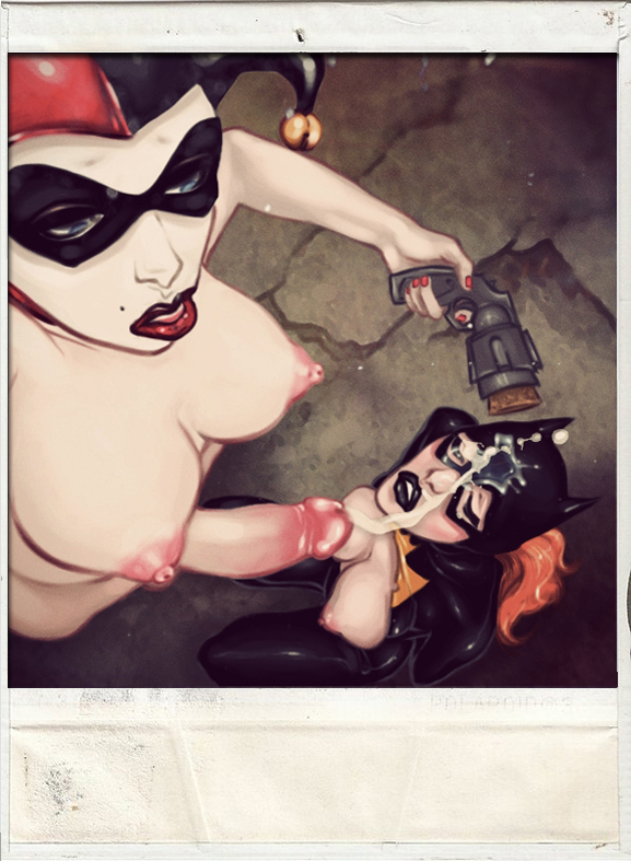 2girls after_sex alternate_breast_size arms_behind_back barbara_gordon batgirl batman_(series) big_breasts big_penis blue_eyes bodysuit breasts breasts_out closed_eyes cum cum_drip cum_on_clothes cum_on_face cum_shot cumdrip cumshot dc dc_comics erection exposed_breasts facepaint facial female forced forced_sex futa_on_female futa_with_female futadom futanari gun gun_to_head hailsatan harley_quinn harley_quinn_(classic) hood human intersex kneeling large_breasts large_penis light_skin lipstick long_hair makeup mask mole nipples nude orange_hair outfit penis photo_(object) rape red_hair ripped_clothing selfie standing suit weapon