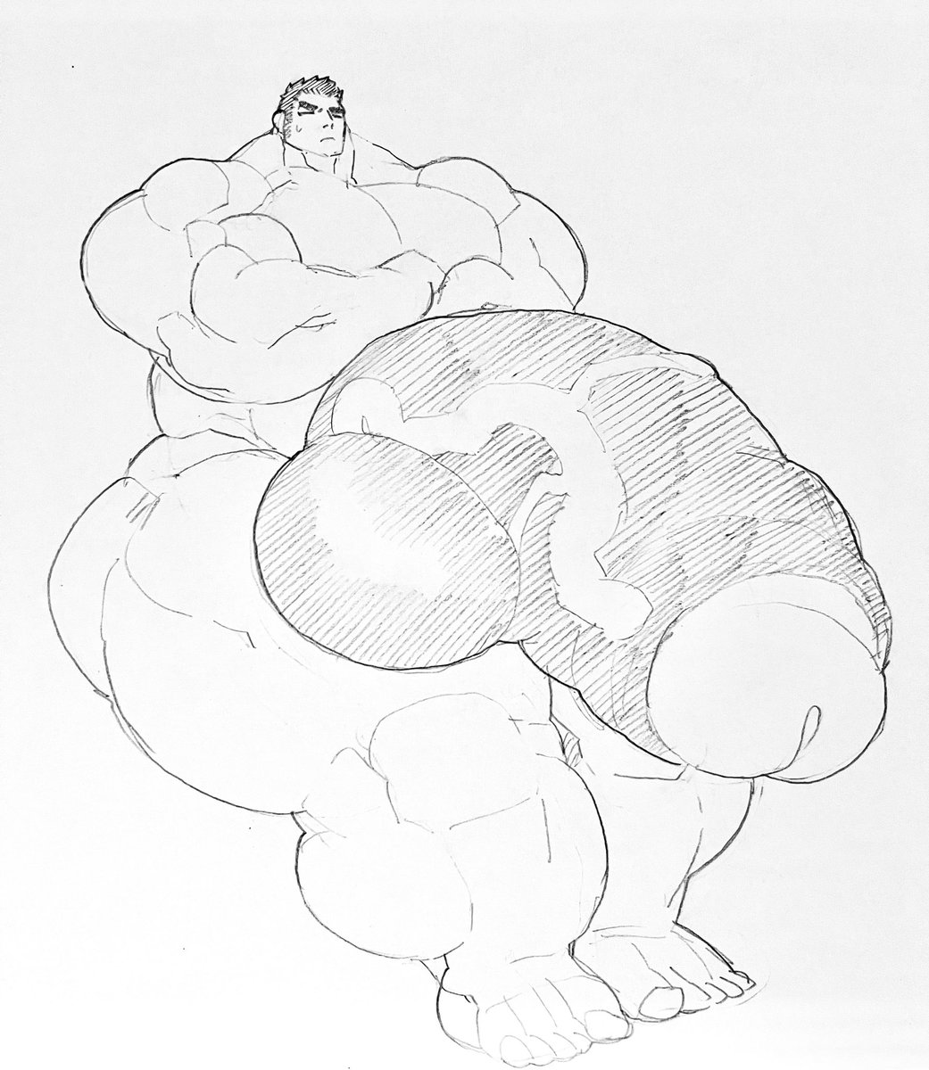 balls bara big_balls big_muscles big_penis boner crossed_arms erection hyper_balls hyper_penis male male_only monochrome muscles muscular nionionionioooo nude penis solo solo_male