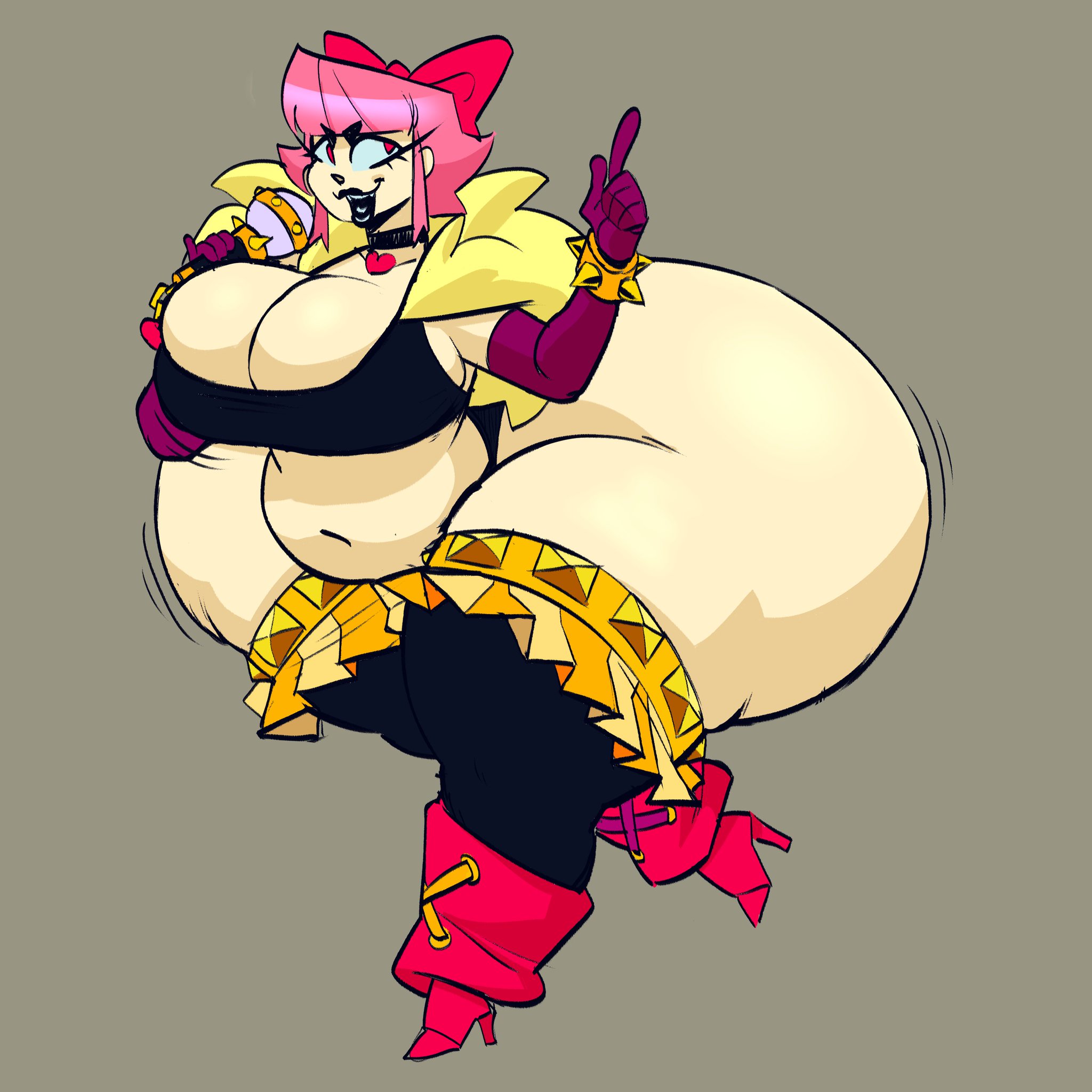 ass, ass bigger than head, brawl stars, breasts, chubby, chubby female, elpiromanias, fat, female, huge ass, huge belly, huge breasts, melodie (brawl stars), obese, obese female, tight clothing, weight gain