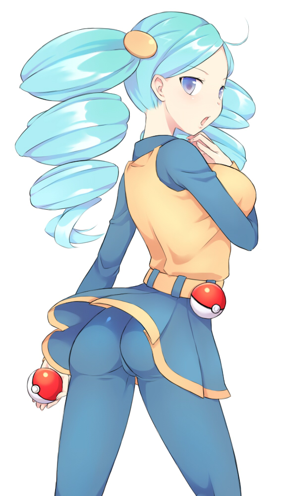 ace_trainer_(pokemon) ace_trainer_(pokemon_bw) ass_focus big_ass big_butt black_pantyhose blue_hair blue_hair_female blush butt_focus drill_hair focus_on_ass focus_on_butt game_freak huge_ass huge_butt looking_at_viewer looking_back nintendo pantyhose pleated_skirt pokemon pokemon_bw tied_hair twintails underwear upskirt vest