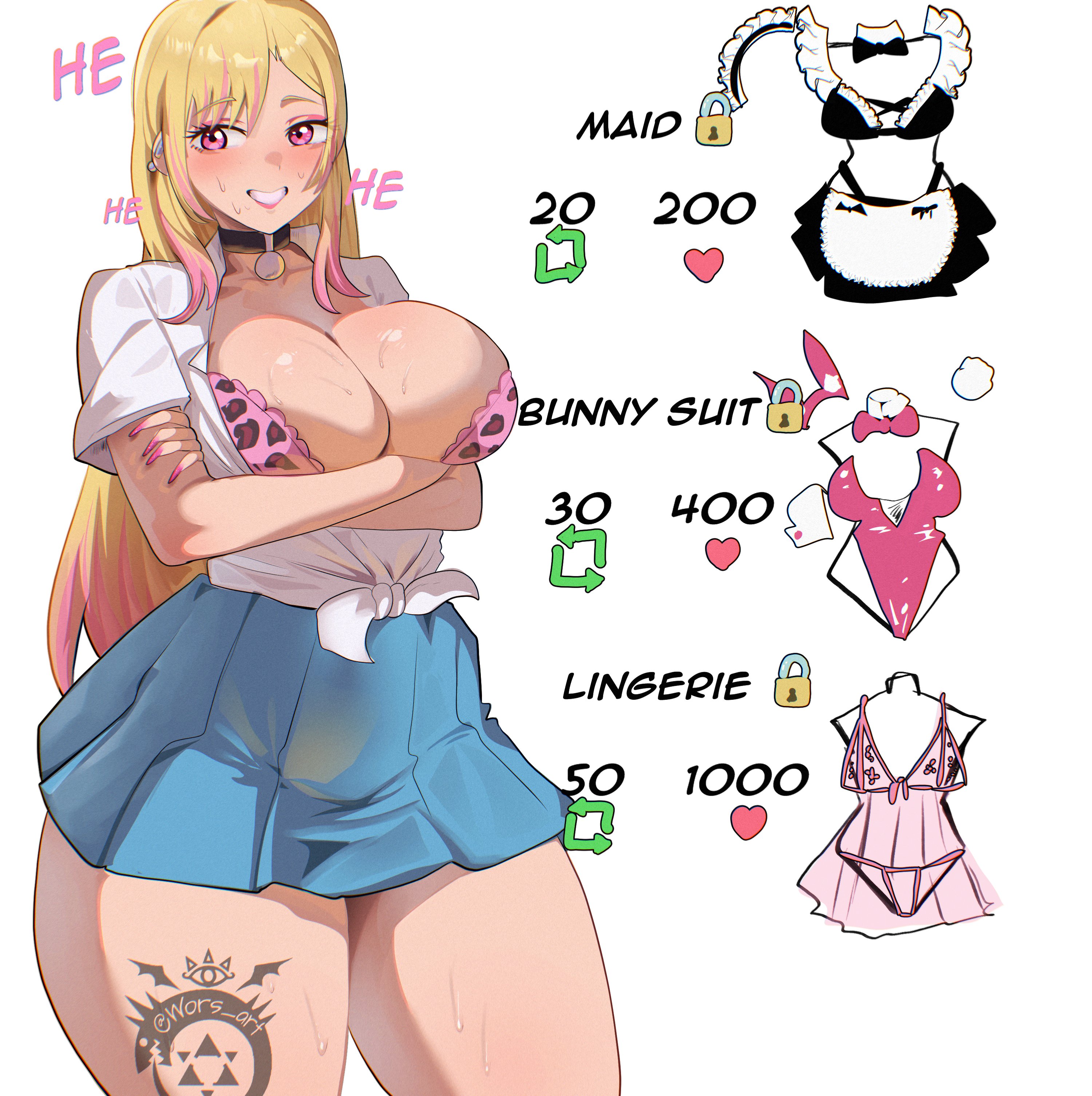 1girls, ass, breasts, female, female focus, kitagawa marin, large ass, large breasts, light skin, light-skinned female, looking at viewer, sono bisque doll wa koi wo suru, thick thighs, thighs, wide hips, wors art