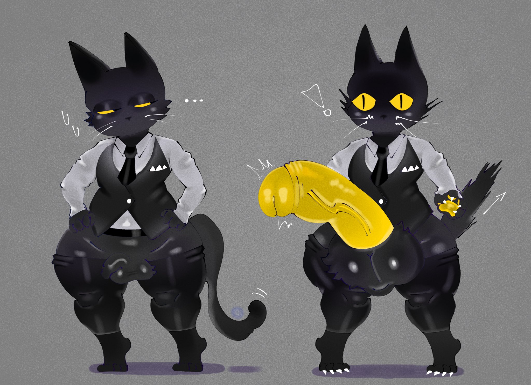1boy, animal hospital, big ass, big penis, bulge, cat ears, cat tail, femboy, furry, roblox, roblox game, secret agent, secret agent (animal hospital), suprised, tagme