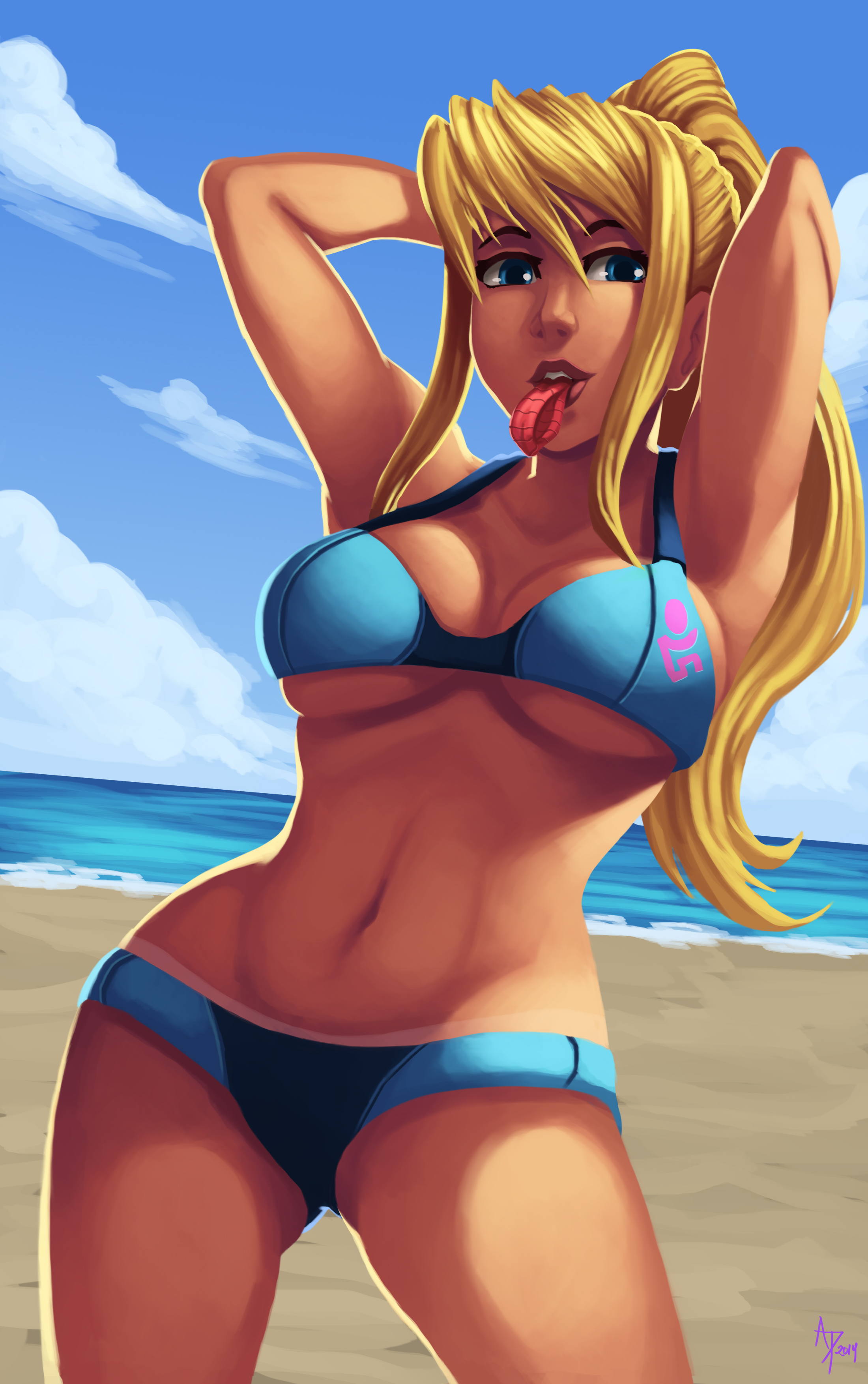 bikini, female, female only, human, metroid, nintendo, parsujera, samus aran, solo