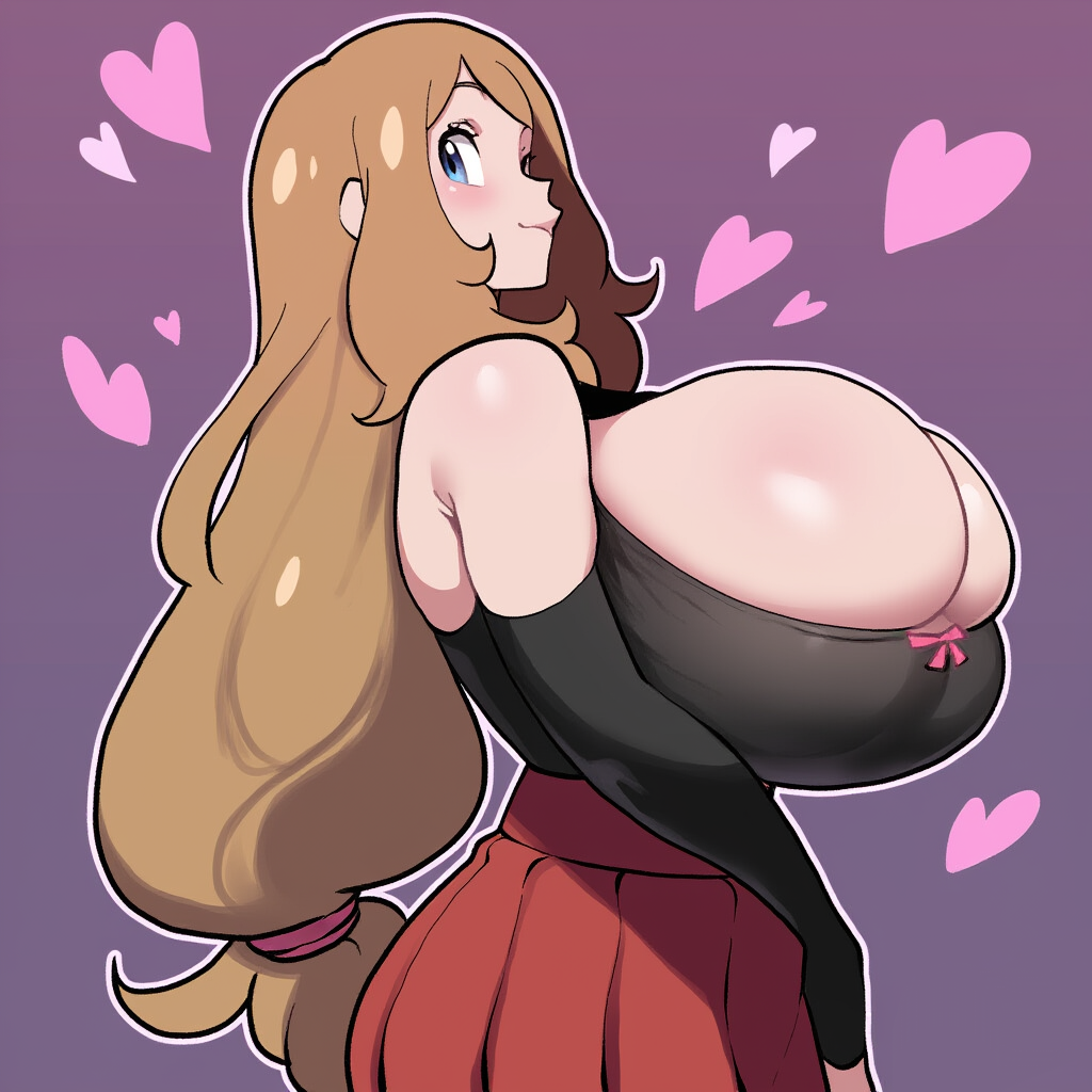 ai_generated blue_eyes breasts_bigger_than_head brown_hair female game_freak huge_breasts large_breasts mullon nintendo novelai pokemon pokemon_xy serena_(pokemon) solo top_heavy