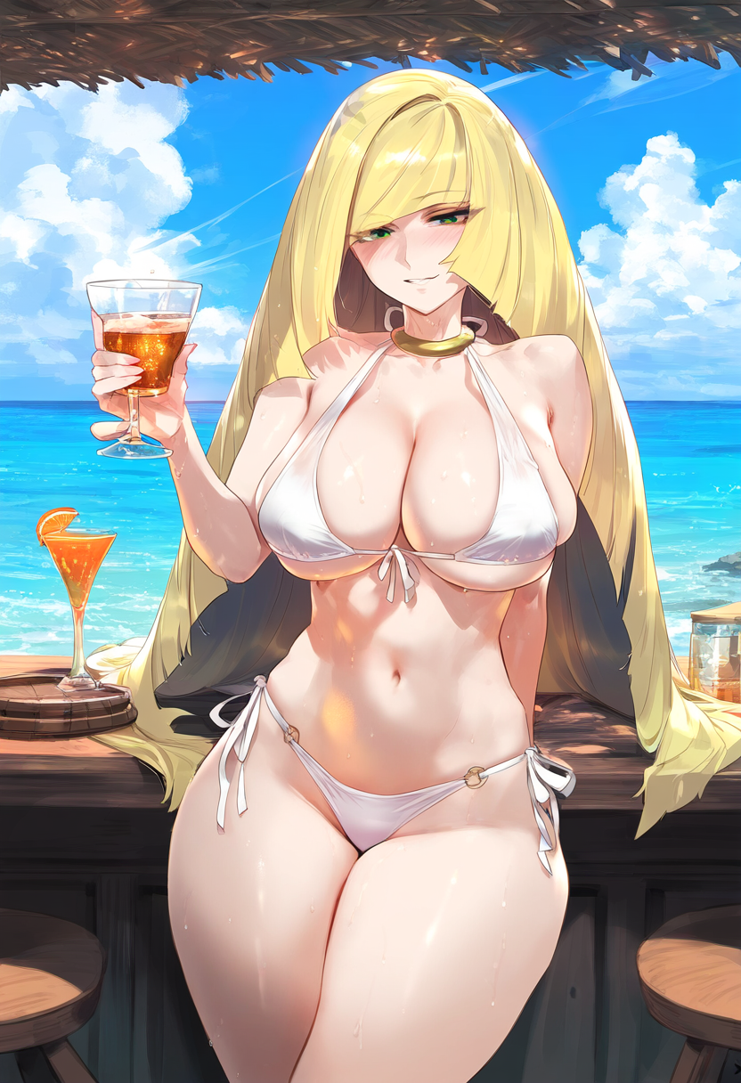 ai_generated beach blonde_hair lusamine_(pokemon) milf panda_ai pokemon