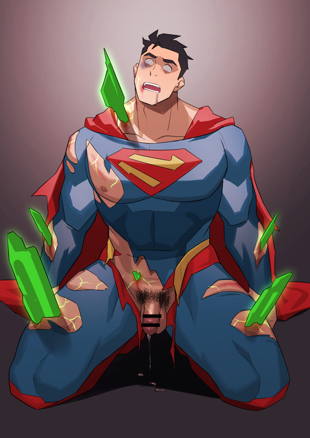 abs after_orgasm balls bara biceps black_hair blank_eyes blood blood_on_arm blood_on_face blood_on_leg blood_on_mouth bodysuit bruise bruise_on_face bruised bruised_eye cape censor_bar censored censored_penis circumcised clark_kent clark_kent_(my_adventures_with_superman) collarbone cum cum_drip cum_drool cum_leaking cum_on_floor cum_on_penis dc dc_comics defeated defeated_hero drooling exposed_nipples exposed_penis flaccid fluorescent_light glowing glowing_object glowing_veins green_gem hero hero_in_trouble hi_res kneeling kryptonite laceration male male_only male_ryona manly mature_male muscles muscular muscular_arms muscular_legs muscular_male muscular_thighs my_adventures_with_superman nezumi_ranna object_insertion open_mouth passed_out pecs penis pubic_hair quadriceps saliva saliva_trail scar scar_on_chest scar_on_leg scar_on_shoulder scar_on_stomach semen shadow shadow_over_eyes short_hair simple_background small_penis spread_legs stab stabbed superman superman_(series) thick_eyebrows thick_neck thick_thighs tight_clothing torn_bodysuit torn_clothes tough_guy uruonurun v-shaped_eyebrows