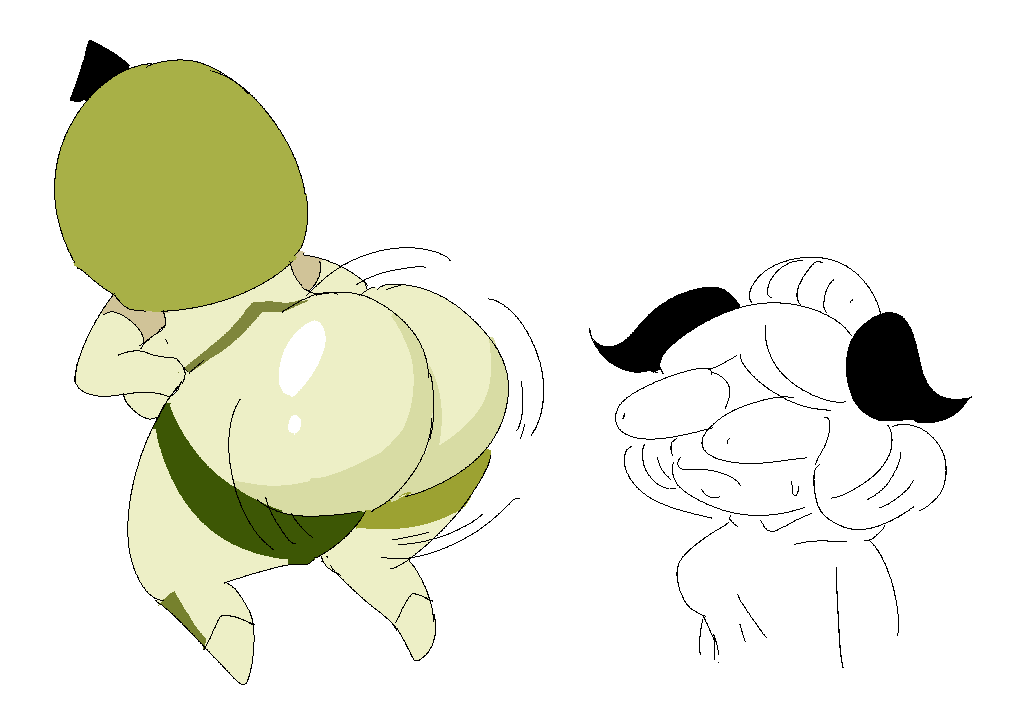 2girls ass big_ass cookie_run cookie_run_kingdom dat_ass dracoarcto green_tea_mousse_cookie matcha_cookie twerking