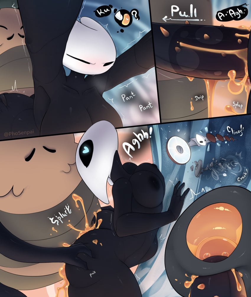 anthro, arthropod, bodily fluids, breasts, cum, cum in vagina, cum inside, dubious consent, duo, female, flea, flea (hollow knight), from behind position, gameplay mechanics, genital fluids, gui, health bar, heart pupils, hollow knight, hornet (hollow knight), impregnation, insects, kratt (hollow knight), male, male/female, mind break, phosenpai, pussy, rape, sex, until they like it