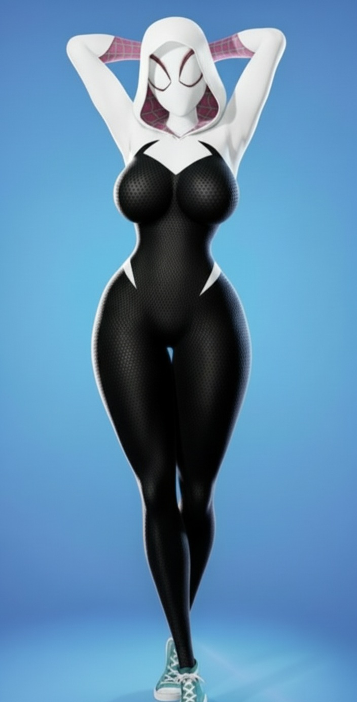 1girls, abk800, ai generated, ass, big ass, big breasts, breasts, female, female only, fortnite, fortnite: battle royale, gwen stacy, marvel, marvel comics, solo, solo female, spider-gwen, spider-gwen (fortnite), voluptuous, voluptuous female