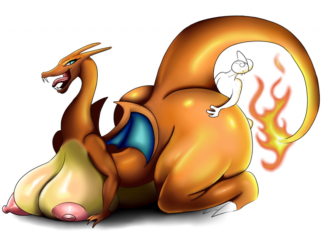1boy, 1girls, anthro, ass, ass crack, breasts, butt crack, charizard, doggy style, dragon, female, from behind, fur, furry, human, interspecies, large ass, large breasts, large nipples, male, male human/female anthro, male human/female pokemon, mrmadhead, nintendo, nipples, open mouth, pokemon, pokemon (species), pokephilia, sex, tongue, white background, wings