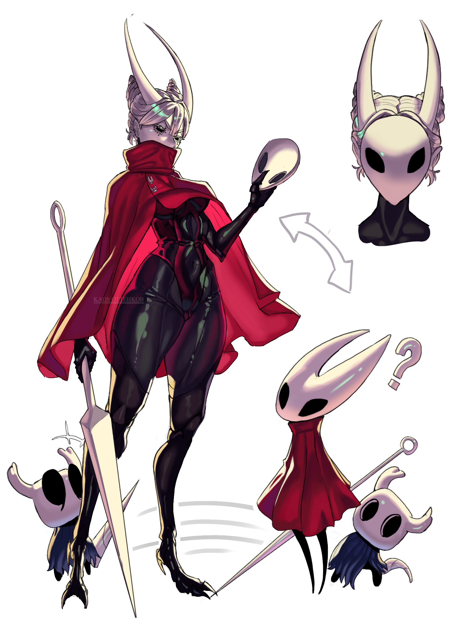 1boy, big ass, big butt, breasts, bubble ass, bubble butt, hollow knight, hollow knight: silksong, hornet (hollow knight), humanized, incest, kaos ottehkob, large ass, large breasts, large butt, male, protagonist (hollow knight), siblings, silksong, size difference, source request, step-incest, team cherry, the knight (hollow knight), white hair