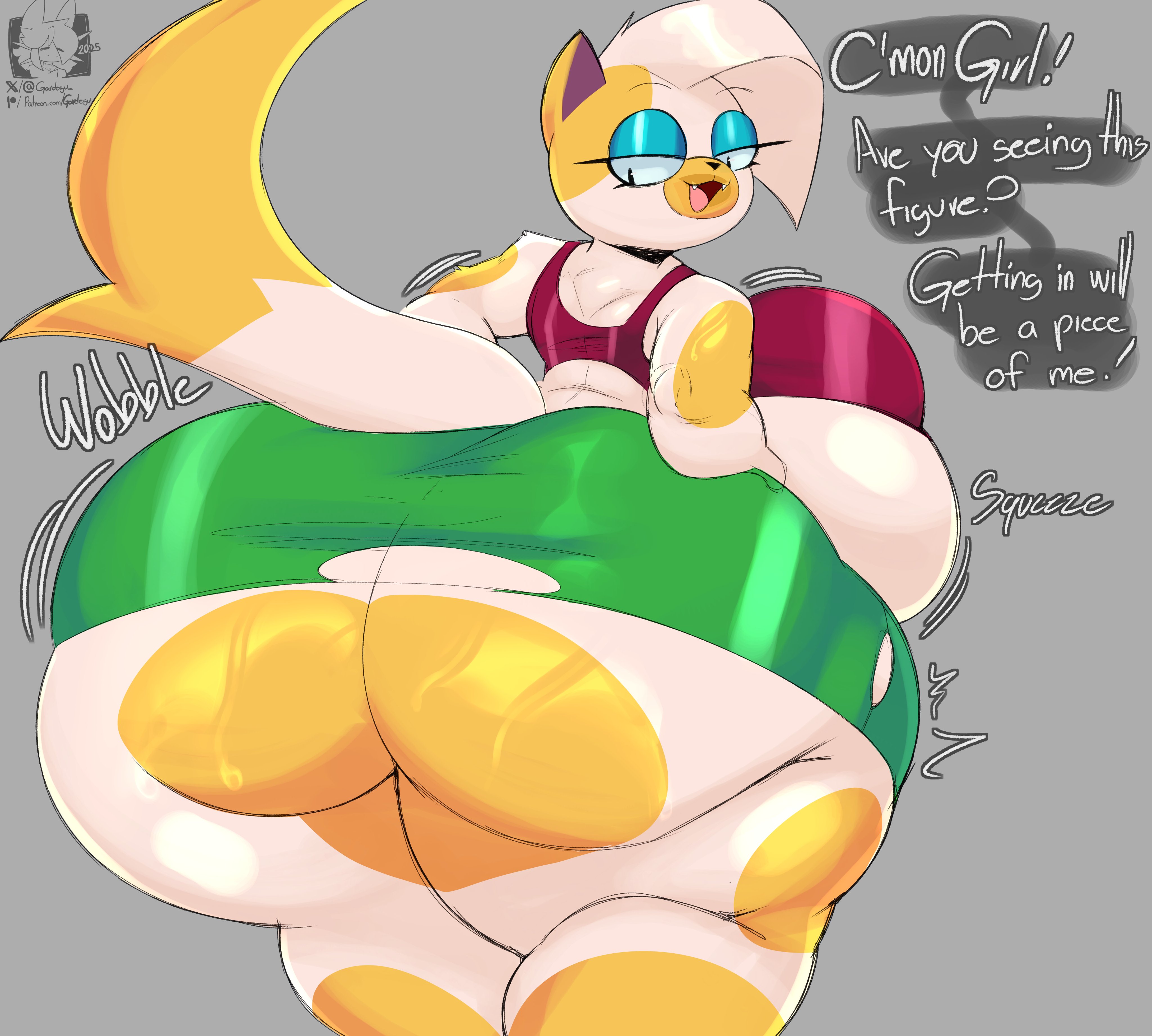 1girls, 2025, 2025s, absurd res, adventure time, adventure time: fionna & cake, anthro, anthro female, anthrofied, ass, ass focus, big ass, big breasts, big butt, black eyes, bottomwear, breasts, bubble butt, butt, cake the cat, cake the cat (club outfit), cartoon network, cat, cat ears, cat girl, cat humanoid, cat tail, catgirl, clothing, digital art, digital drawing, digital drawing (artwork), digital media, digital media (artwork), digital painting, digital painting (artwork), dipstick tail, domestic cat, english text, exclamation point, eyelashes, felid, feline, felis, female, female anthro, female focus, female only, fionna and cake, fur, furry, furry female, furry only, gardegu, half-closed eyes, hi res, huge ass, huge breasts, huge butt, huge hips, huge thighs, large ass, large breasts, large butt, looking back, mammal, markings, multicolored body, narrowed eyes, onomatopoeia, open mouth, question mark, shirt, skirt, solo, solo female, solo focus, sound effects, speech bubble, tail, tail markings, tank top, text, thick, thick ass, thick butt, thick thighs, thighs, topwear, torn clothing, two tone body, two-tone body, two-tone fur, warner bros, warner brothers, white body, white fur, white hair, wide hips, yellow body, yellow fur