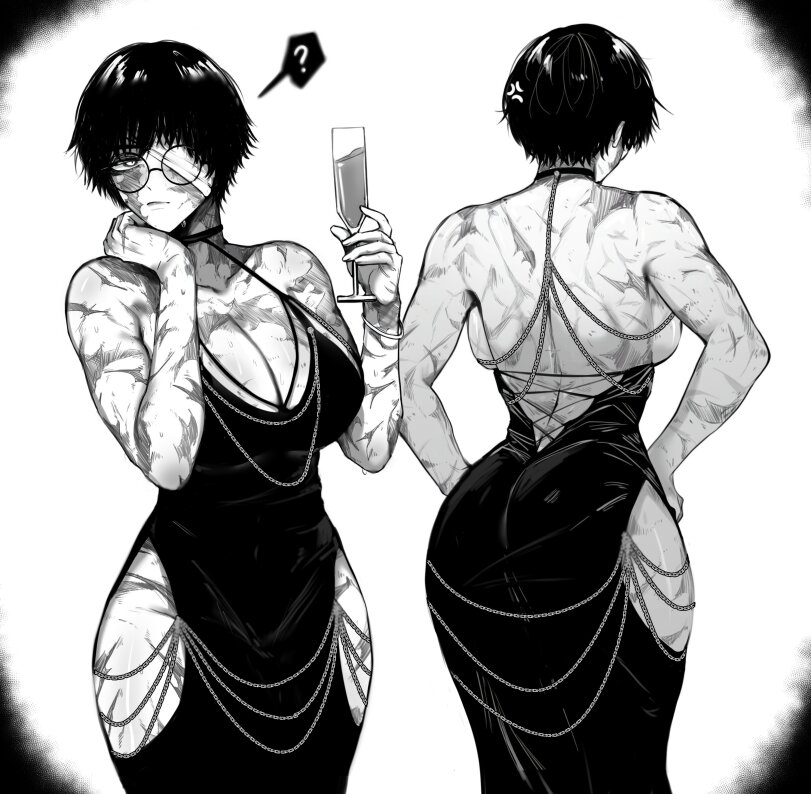 breasts, cleavage, clothed, clothing, female, jujutsu kaisen, maki zenin, masoq095, scars, solo, tagme, zenin maki