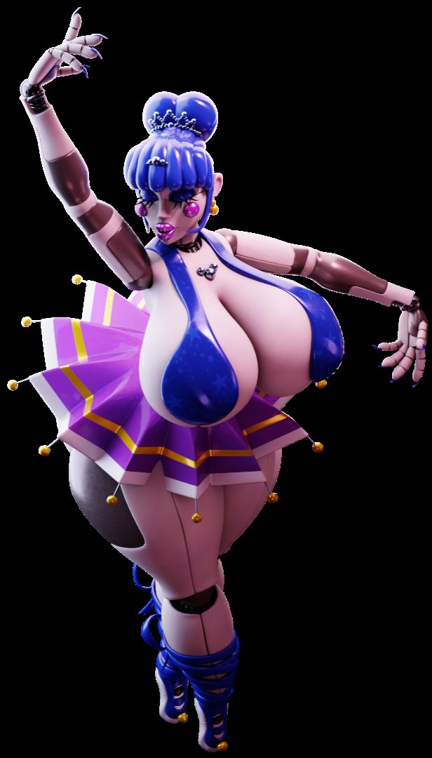 3d, animatronic, ballerina, ballora, ballora (cosmic trance), ballora (fnafsl), big breasts, blue hair, closed eyes, five nights at freddy's, five nights at freddy's: sister location, huge breasts, plump lips, posing, robot, robot girl, skirt, solo, thick thighs, voluptuous
