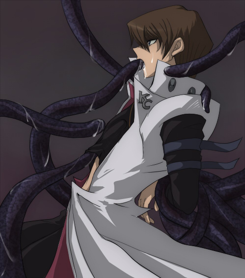 blank_stare bound_hands brown_hair dartz emotionless kaiba_seto male male_focus seto_kaiba short_hair side_view tentacle tentacle_in_mouth tentacle_on_male tentacles trenchcoat yu-gi-oh!