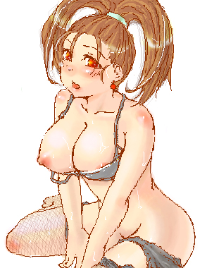 1girls barbara_(dq6) bra dragon_quest dragon_quest_vi female fishnet_stockings fishnets gelim large_breasts one_breast_out panties pointy_chin stockings tagme