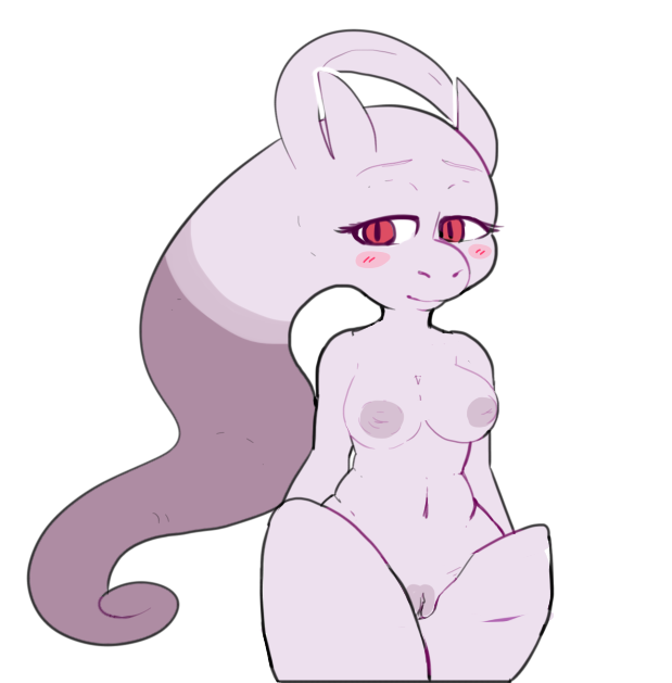 1girls areolae arms_behind_back belly blush breasts eyelashes feline female female_only furry half-closed_eyes legendary_pokemon looking_at_viewer mega_evolution mega_mewtwo_y mewtwo navel nintendo nipples nude pokemon pokemon_(species) pokemon_xy purple_fur pussy red_eyes red_iris ryanne_(artist) simple_background smile solo standing video_games white_background wide_hips