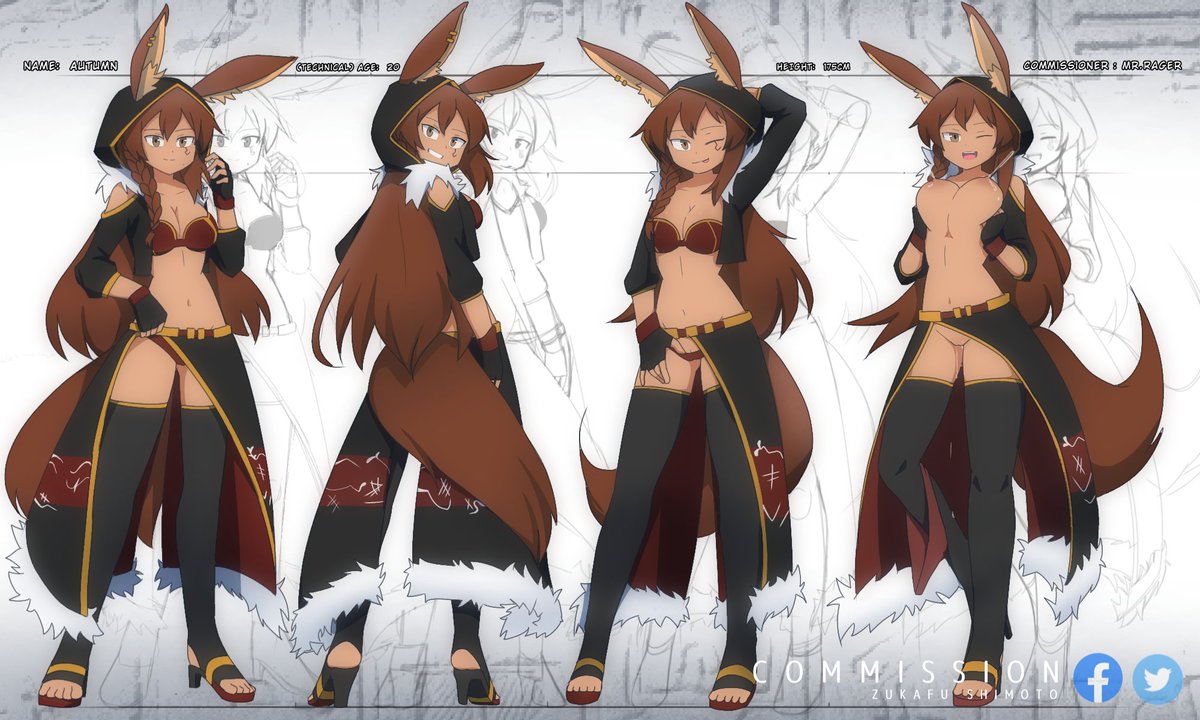 1girls autumn_(zukafu_shimoto) bottomless character_sheet female female_only lactation presenting reference_sheet solo tagme tail turnaround zukafu_shimoto