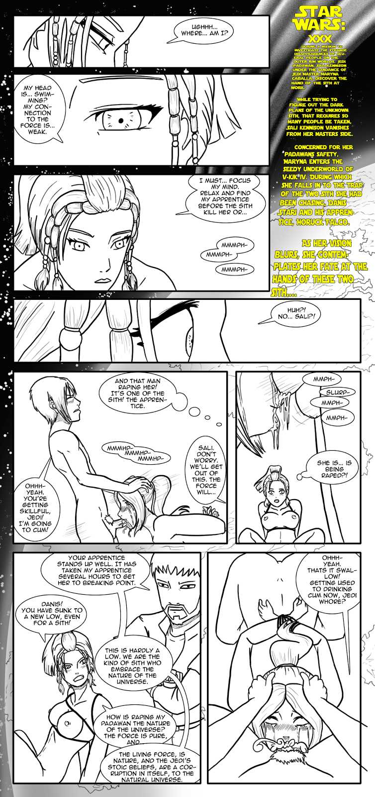 2boys 2girls bound captured comic danis_stari horuk_falco jedi jedi_master jedi_padawan maryna_caballa master_and_apprentice master_and_padawan mattwilson83 oral oral_sex original_character page_1 pleasure_of_the_dark_side rape sali_kennison sith sith_apprentice sith_lord star_wars