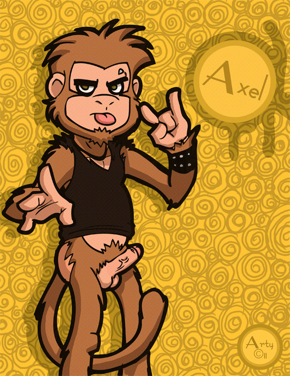 anthro ass baboon balls clothes fur furry male male_only monkey nude penis piercing primate shirt solo tank_top