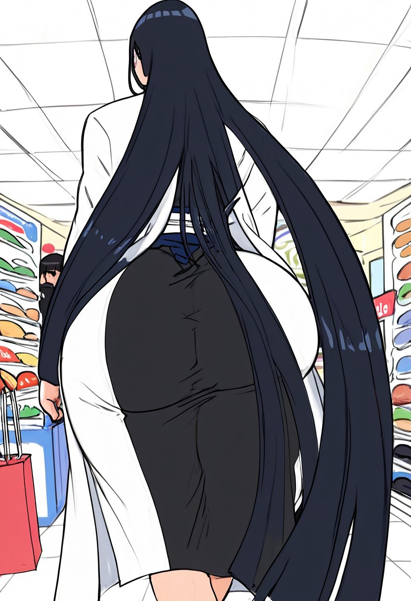 ai_generated ass back_view bbw bbw_mom bleach:_the_thousand-year_blood_war bottom_heavy butt_focus huge_ass indoors mature_female milf ng shopping_mall thick_ass thick_thighs unohana_retsu walkin-in