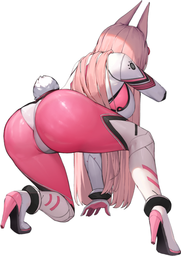 animal_ears ass ass_focus bodysuit bunny_ears bunny_tail collaboration game_cg goddess_of_victory:_nikke high_heels huge_ass huge_breasts large_breasts legs legs_apart leona_(nikke) leona_(zookeeper)_(nikke) long_hair official_art pink_hair plugsuit skin_tight tail thick_thighs thighs tight_clothing transparent_background