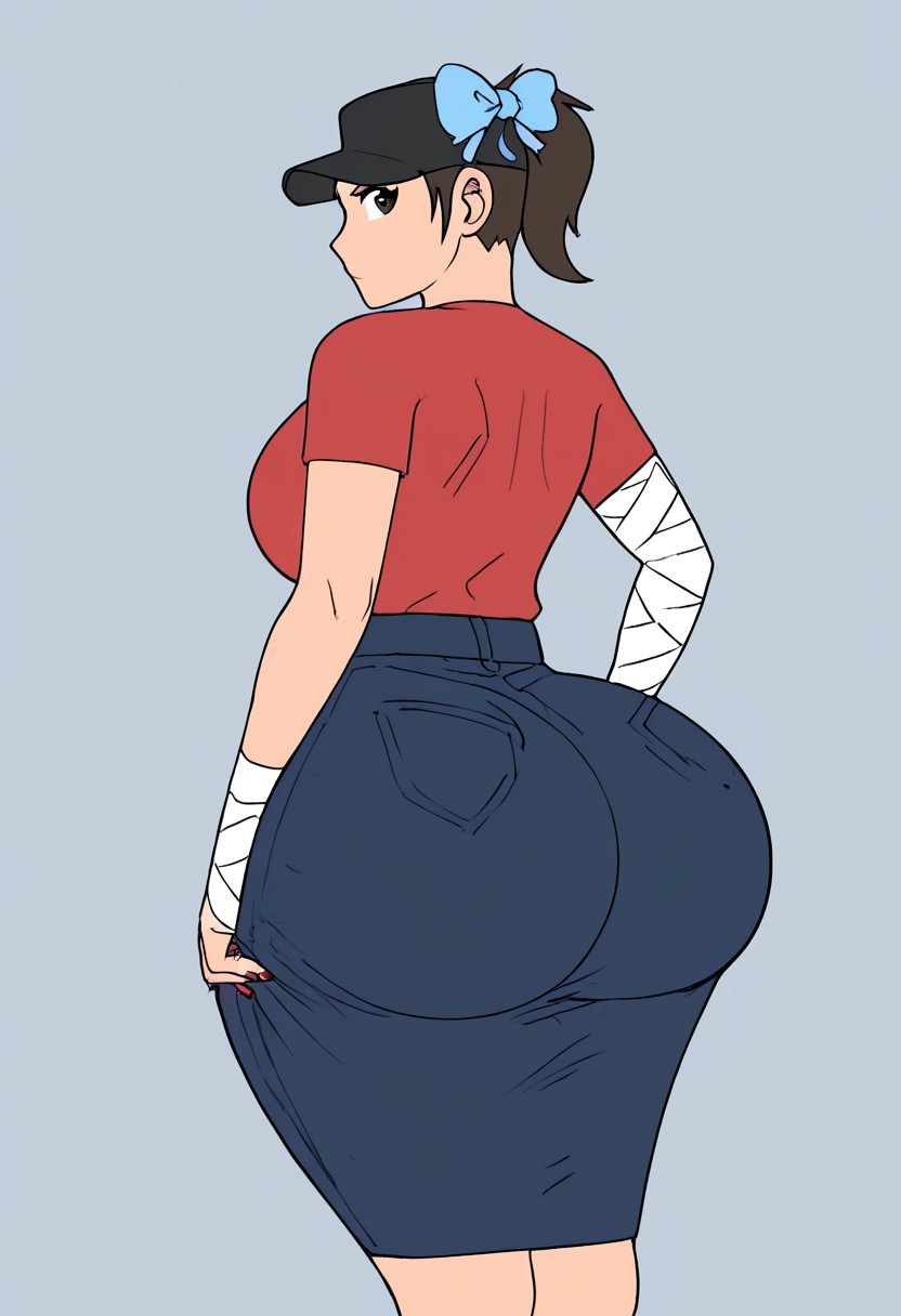 ai_generated bandaged_arms bbw digital_media_(artwork) fat_ass female_only femscout flat_colors hi_res skirt team_fortress_2