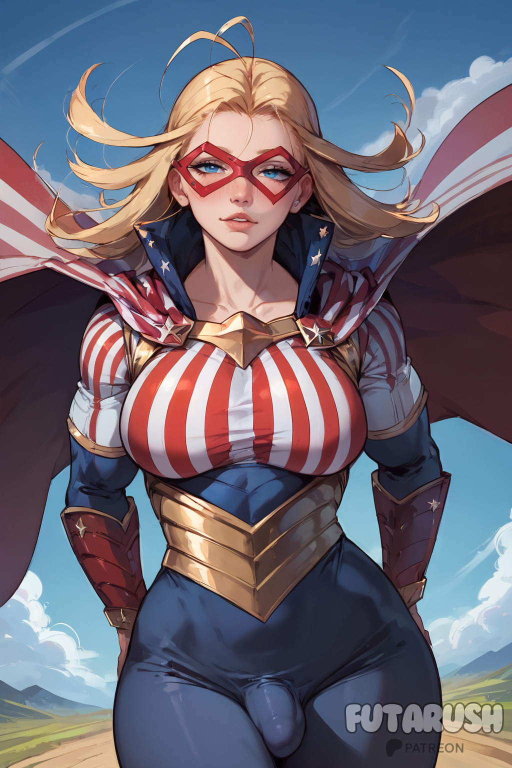 1futa ai_generated american_flag artist_name big_cock big_dick big_penis blonde_hair blue_eyes boku_no_hero_academia breasts bulge bulge_through_clothing cock commission dick dickgirl erect_penis erected_penis erection futa_balls futa_only futa_sans_pussy futanari futarush large_breasts large_cock large_dick large_penis mask my_hero_academia naked naked_futa naked_futanari nsfw nude_futa nude_futanari outdoors patreon patreon_username penis solo solo_futa star_and_stripe_(boku_no_hero_academia) star_and_stripe_(my_hero_academia) sultryspark video_game video_games