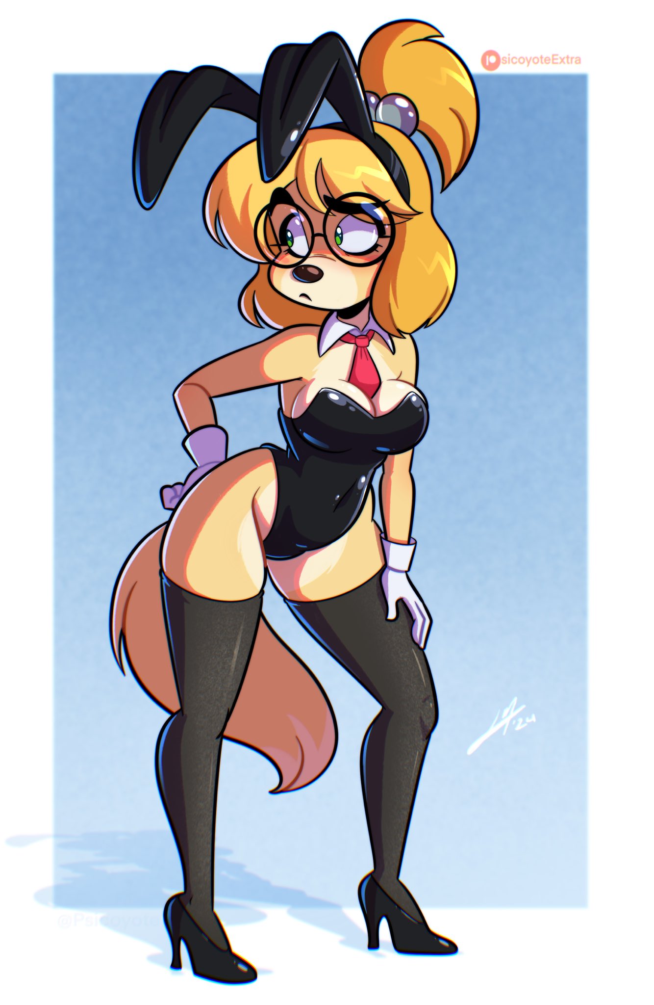 animal_crossing bunnysuit female legwear playboy_bunny psicoyote solo