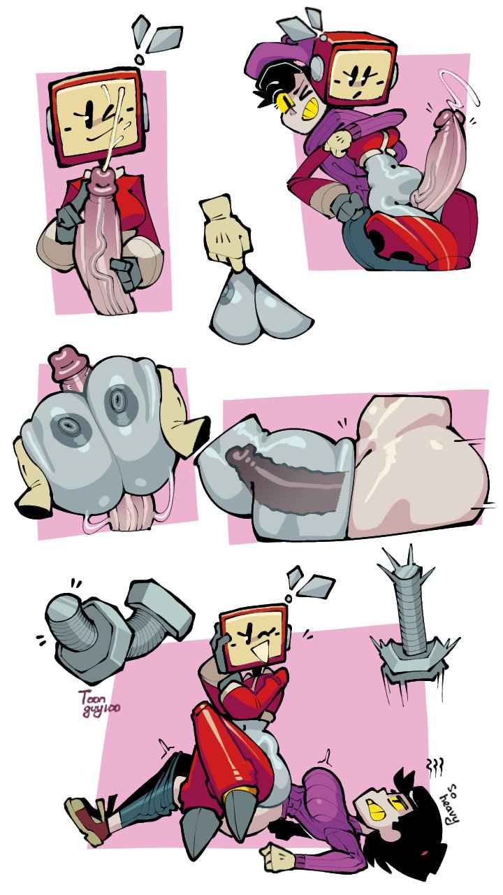 1futa 1girls anthro big_ass big_breasts big_penis breasts cum duo erection female futa_on_female futanari grey_skin hatgirl_(toonguy100) huge_breasts huge_cock humanoid humanoid_penis lower_body nude penis robot robot_girl rose_(newtybot) screen_face sex tagme thigh_sex titjob toonguy100 tv_head wide_hips x-ray yellow_sclera yellow_teeth