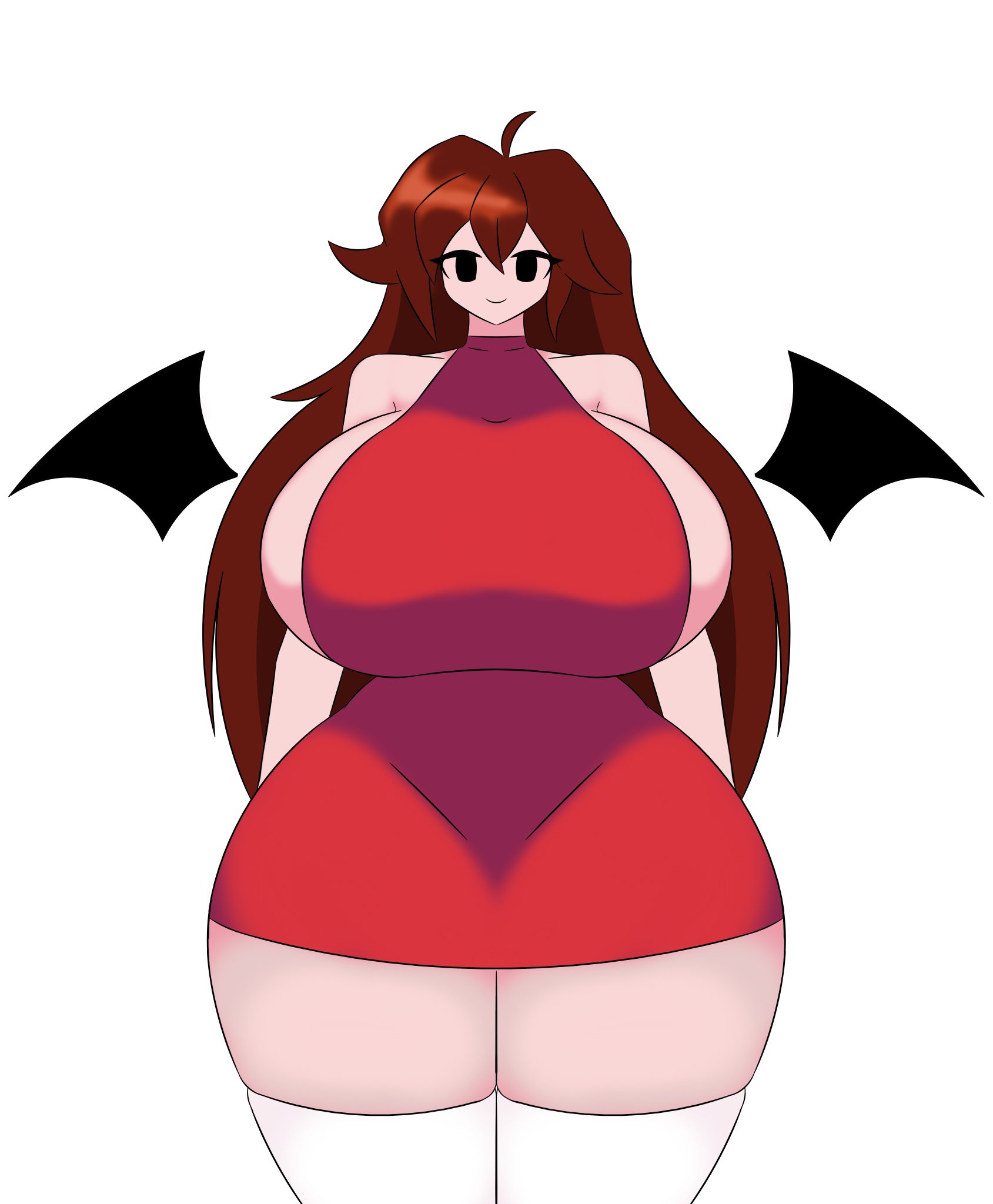 delete alliance, demon girlfriend, demon wings, female, friday night funkin, girlfriend (friday night funkin), red clothing, tagme, thick thighs, thigh gap, thighhighs, white thighhighs