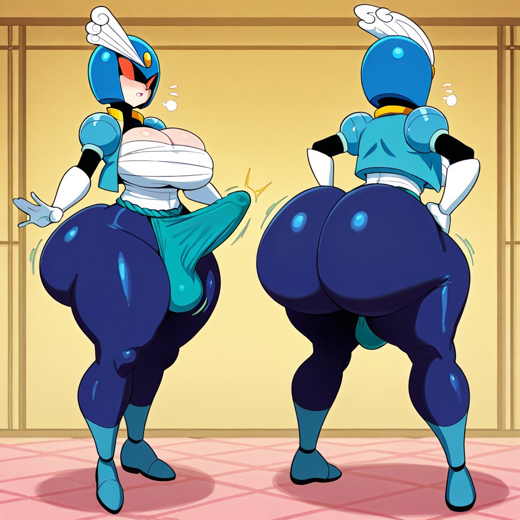 1futa ai_generated ass ass big_ass big_breasts big_butt breasts capcom erection erection_under_clothes erection_under_loincloth fundoshi fundoshi_futanari fundoshilover101 futanari happi_(clothing) huge_ass huge_butt loincloth mega_man mega_man(classic) sarashi splash_woman yamathegod_(style)