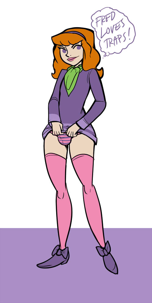 1boy, 2014, balls, balls in panties, bulge, daphne blake, femboy, human, male, male daphne, male only, panties, penis, penis in panties, rule 63, scooby-doo, shia (artist), skirt lift, solo, striped, striped panties, trap