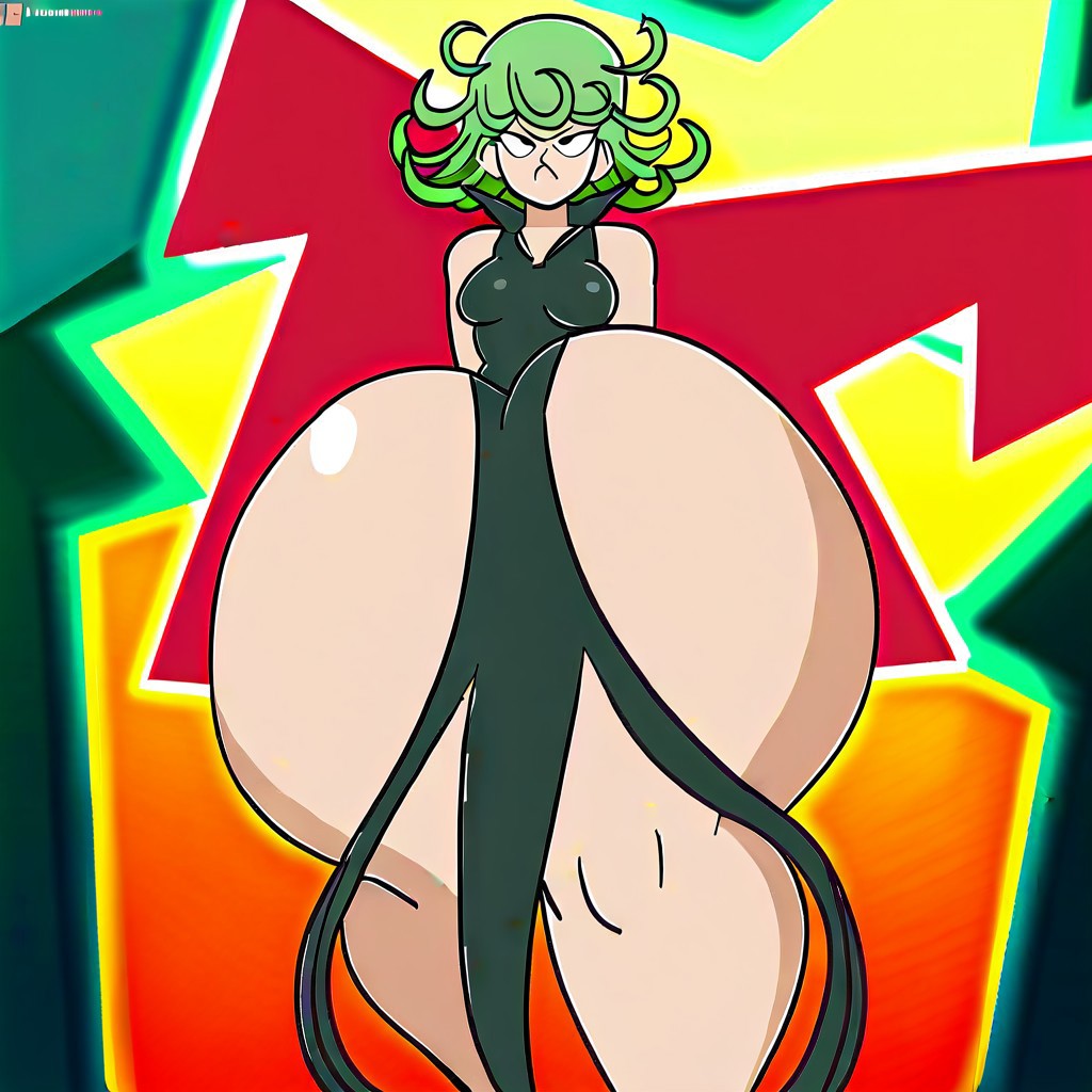 ai_assisted ai_generated anime bad_ai green_hair hyper_ass igphhangout igphhangout_(style) one-punch_man shortstack small_breasts tatsumaki