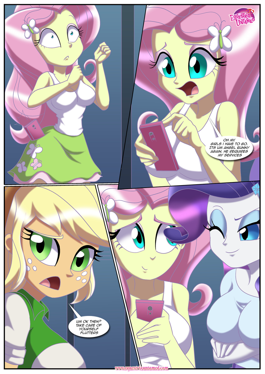 applejack_(eg) applejack_(mlp) applejack_(mlp) bbmbbf comic equestria_girls equestria_untamed fluttershy_(eg) fluttershy_(mlp) fluttershy_(mlp) hasbro my_little_pony my_little_pony:_friendship_is_magic older older_female palcomix rarity_(eg) rarity_(mlp) rarity_(mlp) sex_reeducation young_adult young_adult_female young_adult_woman